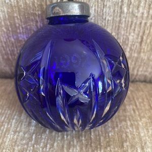 Neiman Marcus Cobalt blue cut crystal holiday ornament
